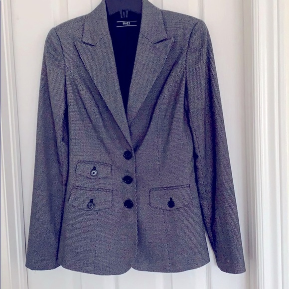 $5 CLEAROUT WILL DONATE Suzy shier blazer grey black buttons small 0 2 xs - Picture 1 of 4